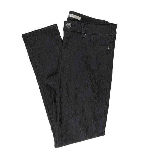 Lauren Conrad Black Floral Brocade Skinny Pants Size 6 Classic Regal Timeless - Picture 1 of 14